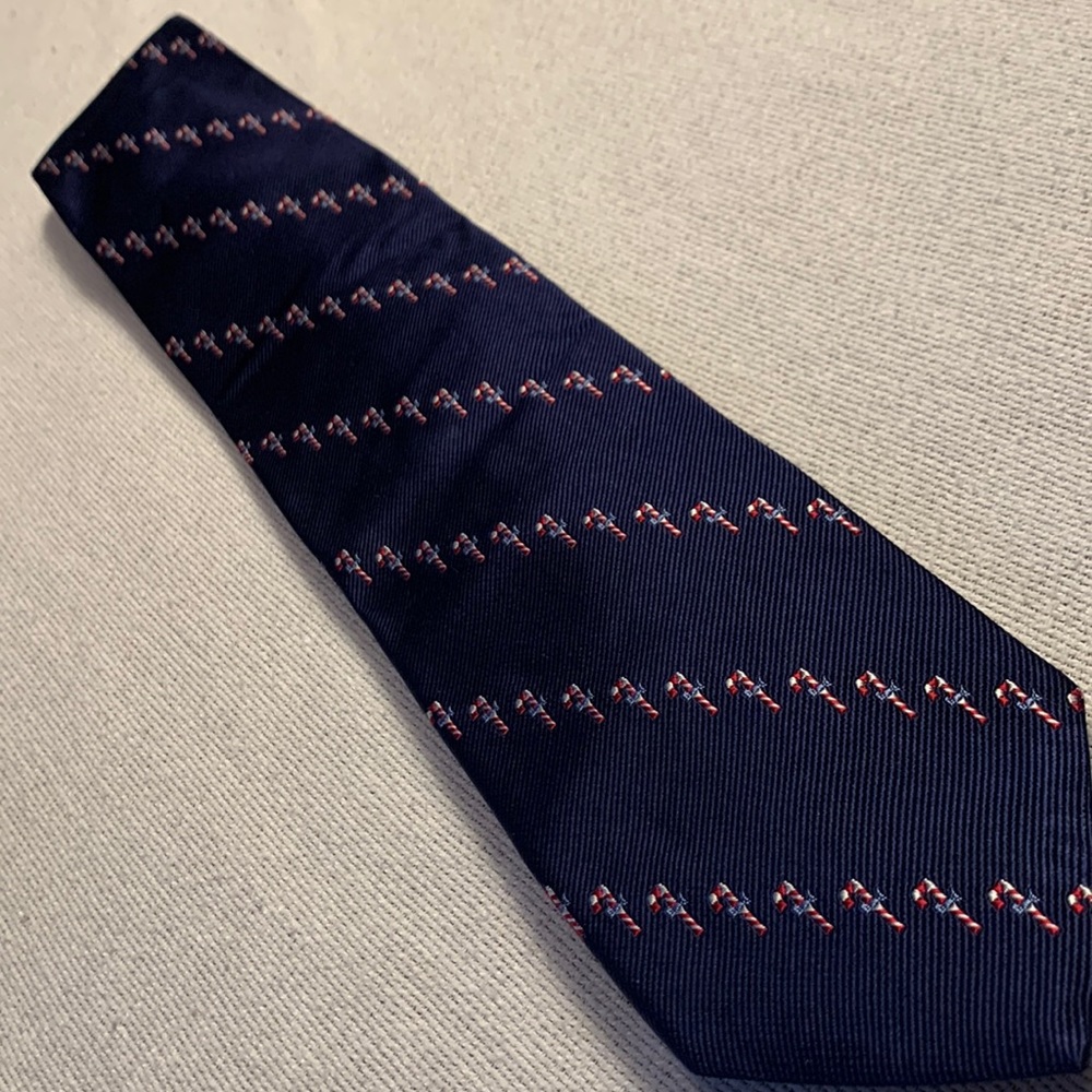 Christmas candy cane Brooks Brothers all silk blue tie
